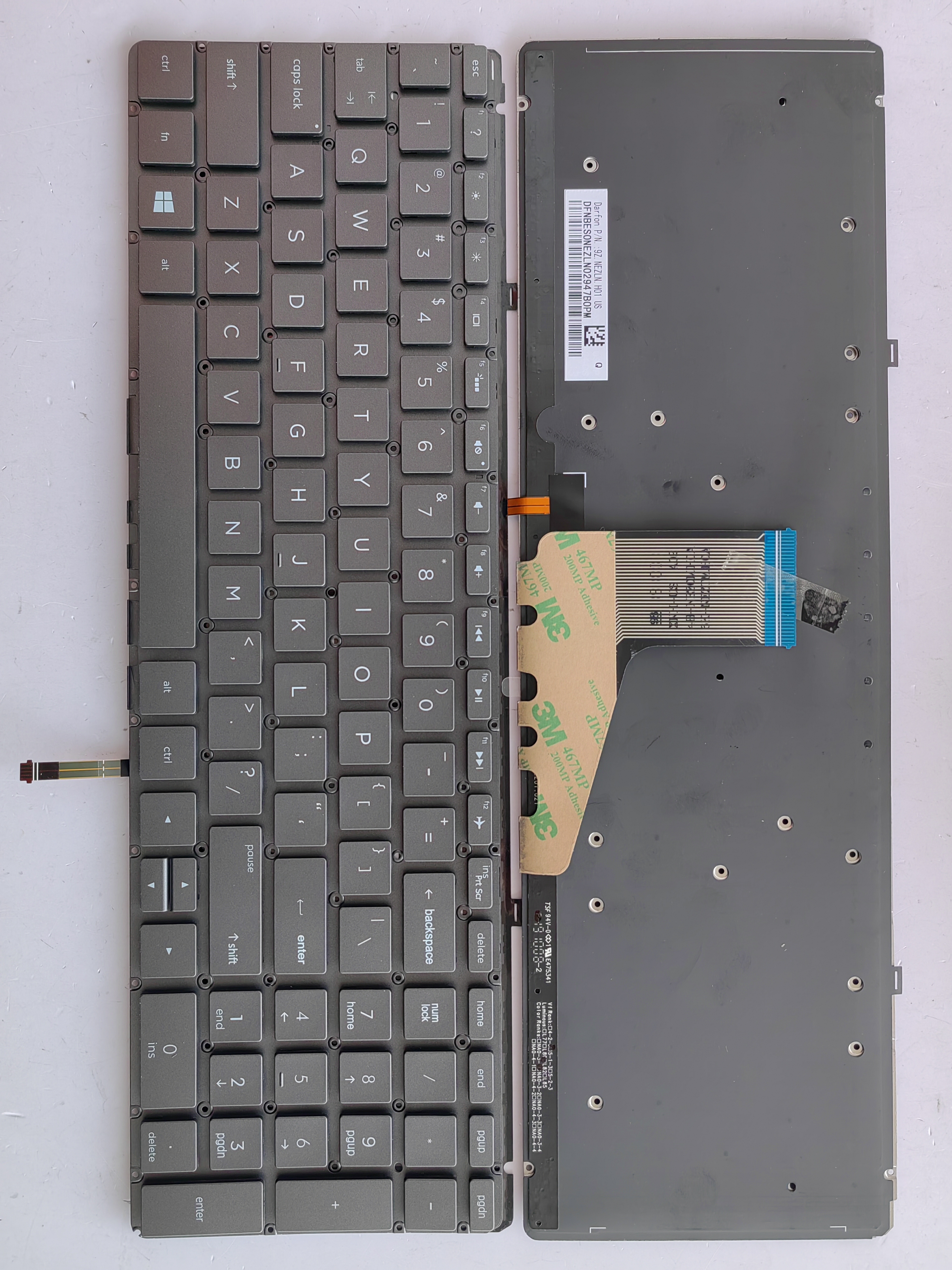 Picture of New Replacement Laptop Keyboard For HP 15-CH Grey Backlit US Layout